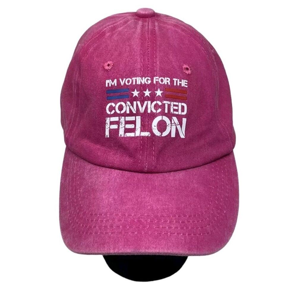 I'm Voting for The Convicted Felon Adjustable Trump Hat Blue Cap Cotton Pink